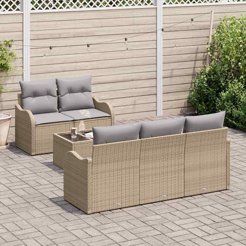 Conjunto de sofá de jardín Beige ratán sintético