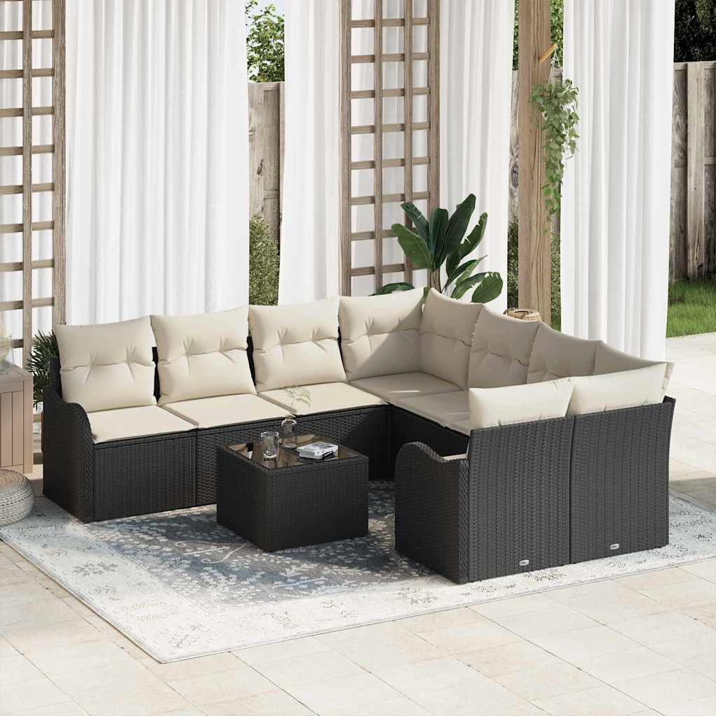 Conjunto de sofá de jardín 9 pcs Gris Claro ratán sintético