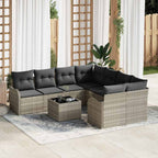 Conjunto de sofá de jardín 9 pcs Gris Claro ratán sintético