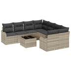 Conjunto de sofá de jardín 9 pcs Gris Claro ratán sintético