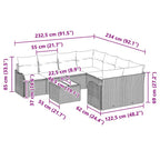 Conjunto de sofá de jardín 9 pcs Gris Claro ratán sintético