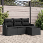 Conjunto de sofá de jardín 4 pcs Beige ratán sintético