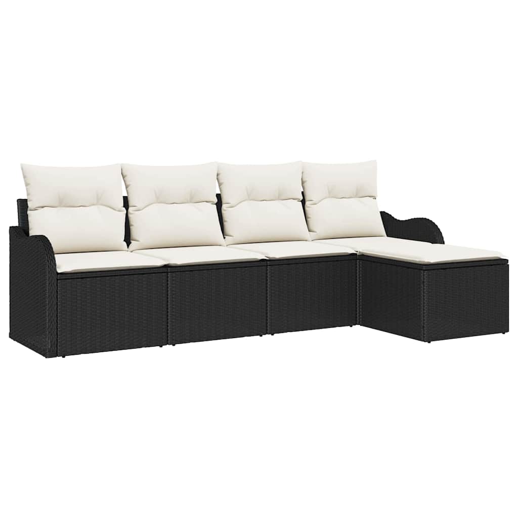 Conjunto de sofá de jardín Negro ratán sintético