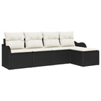 Conjunto de sofá de jardín Negro ratán sintético