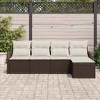 Conjunto de sofá de jardín 5 pcs Marrón ratán sintético