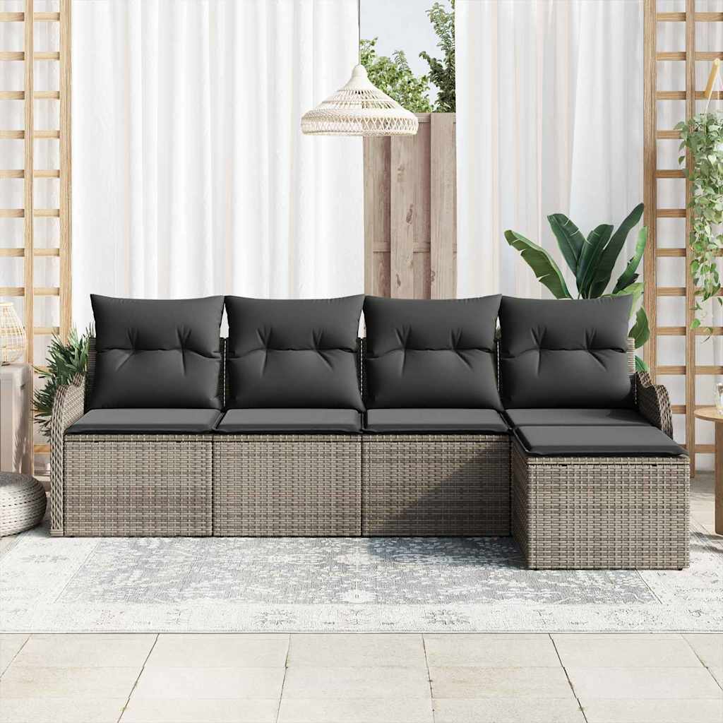Conjunto de sofá de jardín Gris ratán sintético