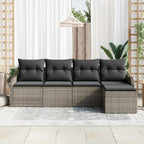 Conjunto de sofá de jardín Gris ratán sintético