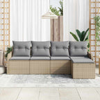 Conjunto de sofá de jardín 5 pcs Beige ratán sintético