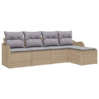 Conjunto de sofá de jardín 5 pcs Beige ratán sintético