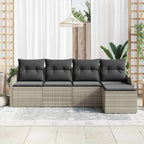 Conjunto de sofá de jardín 5 pcs Gris claro ratán sintético