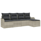 Conjunto de sofá de jardín 5 pcs Gris claro ratán sintético