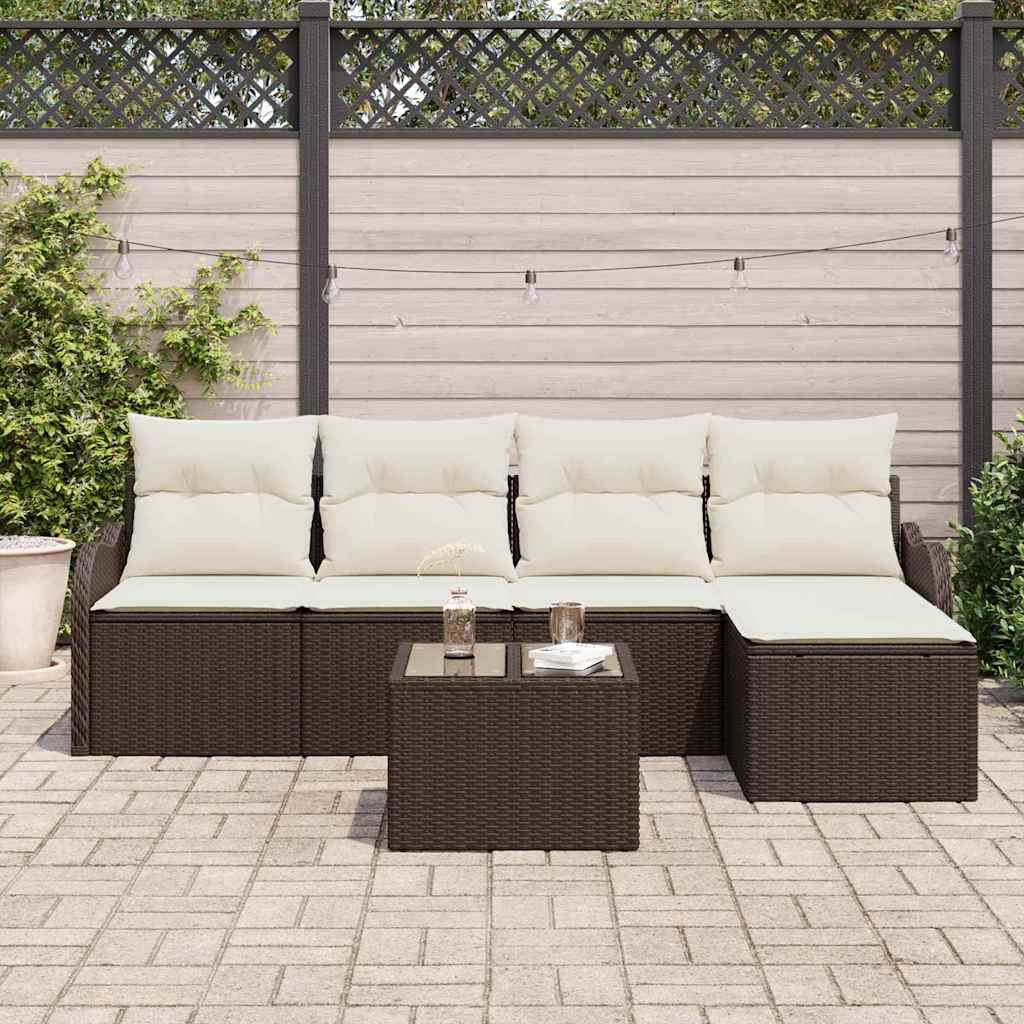 Conjunto de sofá de jardín Marrón ratán sintético