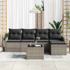 Conjunto de sofá de jardín 6 pcs Gris ratán sintético