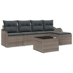Conjunto de sofá de jardín 6 pcs Gris ratán sintético