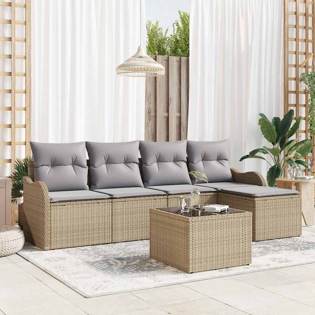 Conjunto de sofá de jardín Beige ratán sintético