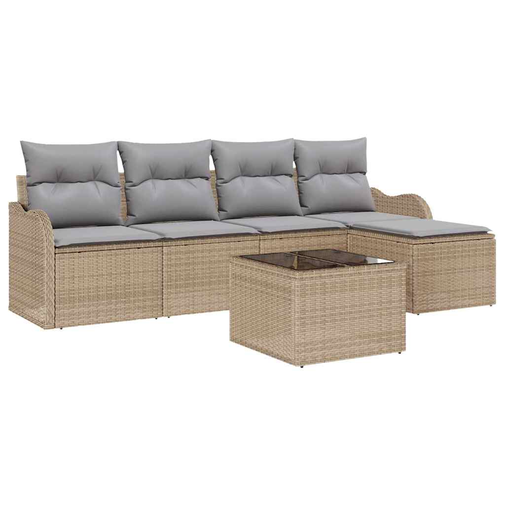 Conjunto de sofá de jardín Beige ratán sintético