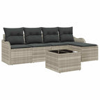 Conjunto de sofá de jardín 6 pcs Gris claro ratán sintético