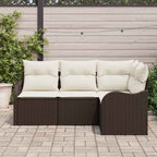 Conjunto de sofá de jardín Marrón ratán sintético