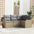 Conjunto de sofá de jardín 4 pcs Beige ratán sintético