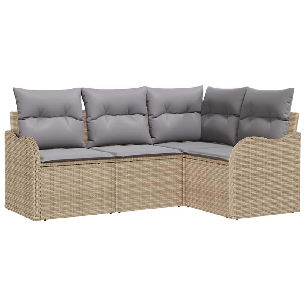 Conjunto de sofá de jardín 4 pcs Beige ratán sintético
