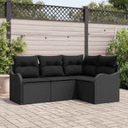 Conjunto de sofá de jardín Negro ratán sintético
