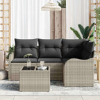 Conjunto de sofá de jardín Gris Claro ratán sintético