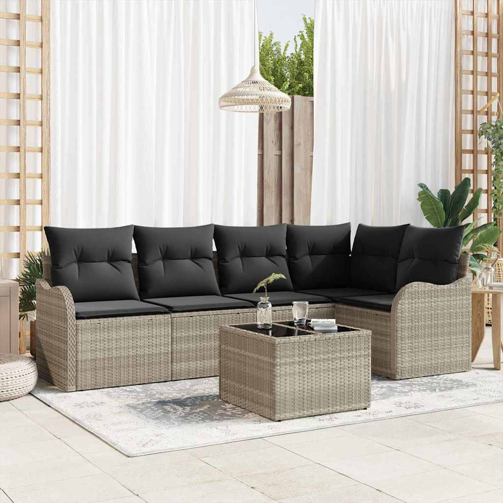 Conjunto de sofá de jardim 5 peças Castanho rotim sintético