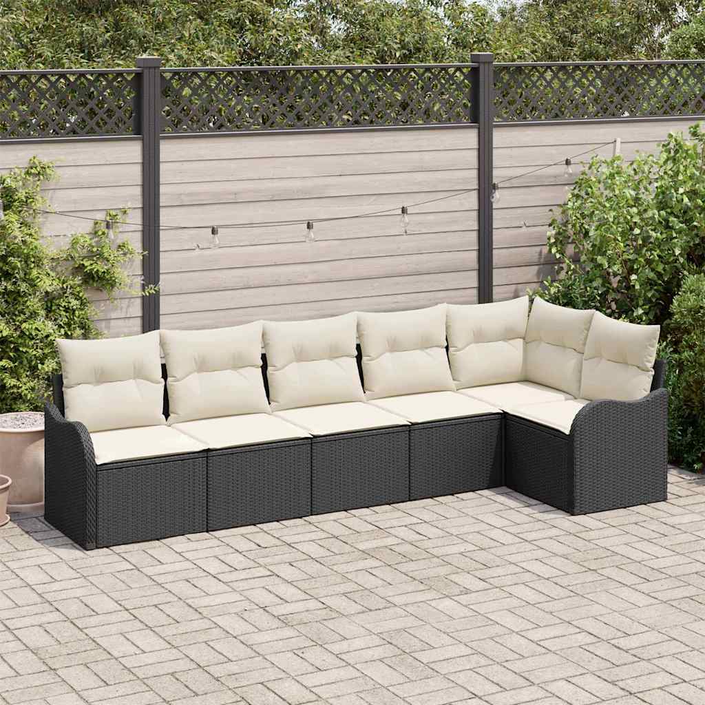 Conjunto de sofá de jardín Negro ratán sintético