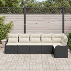 Conjunto de sofá de jardín Negro ratán sintético