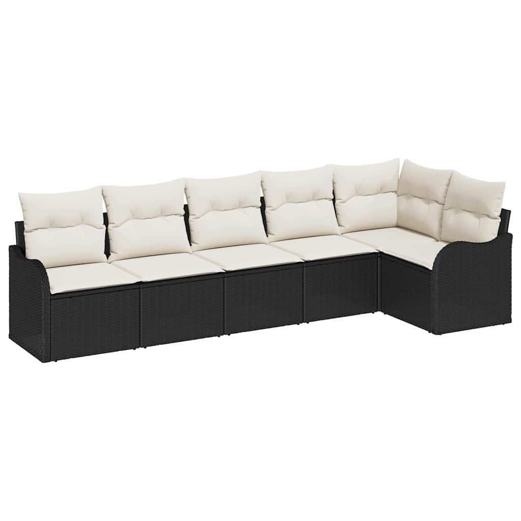 Conjunto de sofá de jardín Negro ratán sintético