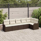 Conjunto de sofá de jardín 6 pcs Marrón ratán sintético
