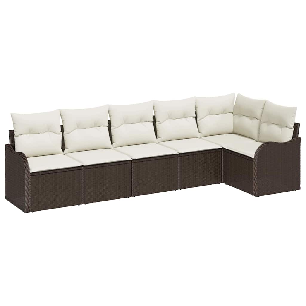 Conjunto de sofá de jardín 6 pcs Marrón ratán sintético