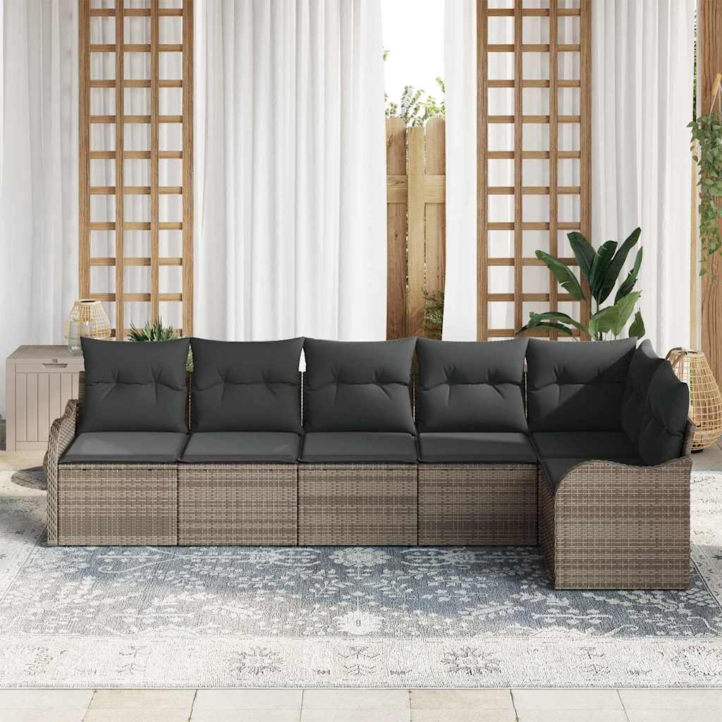 Conjunto de sofá de jardín Gris ratán sintético