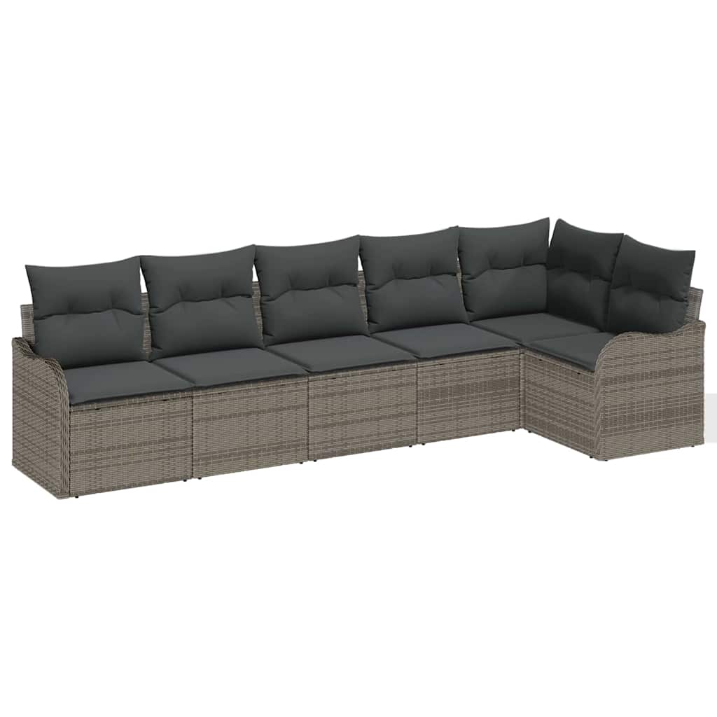 Conjunto de sofá de jardín Gris ratán sintético