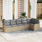Conjunto de sofá de jardín 6 pcs Beige ratán sintético