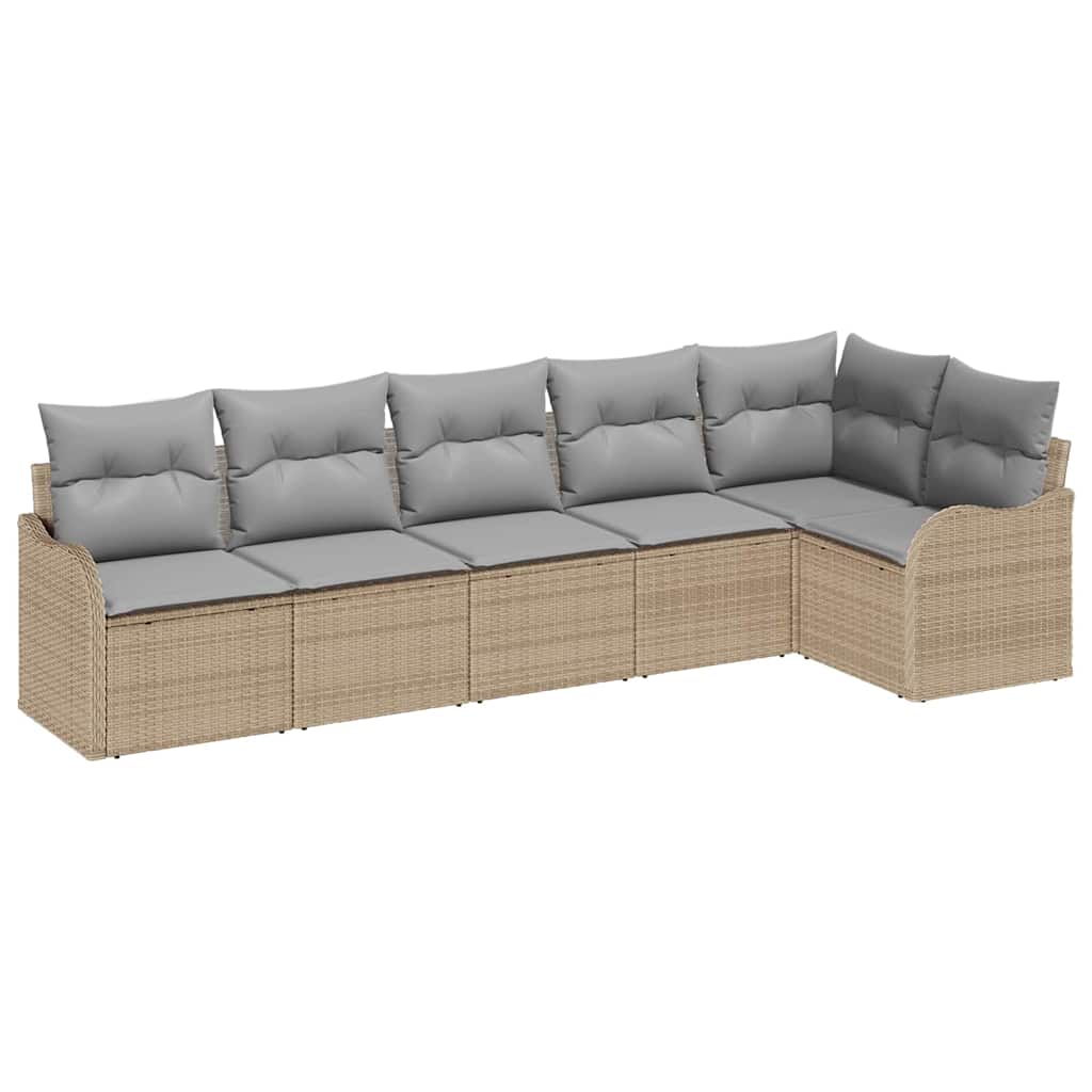 Conjunto de sofá de jardín 6 pcs Beige ratán sintético