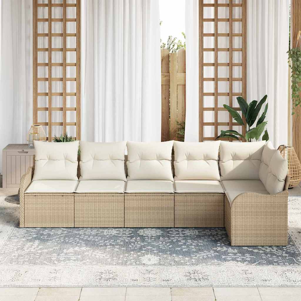 Conjunto de sofá de jardín Beige ratán sintético