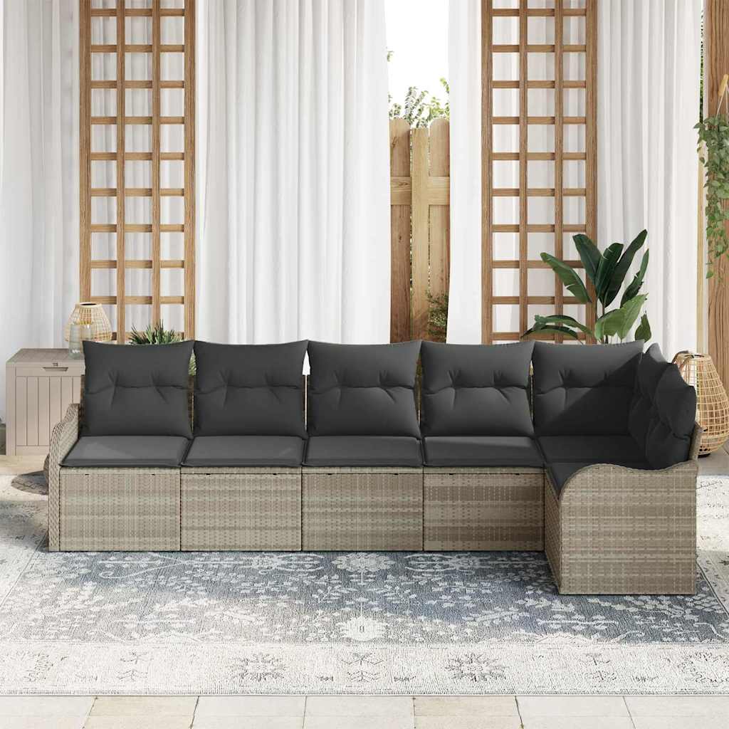 Conjunto de sofá de jardín Gris Claro ratán sintético