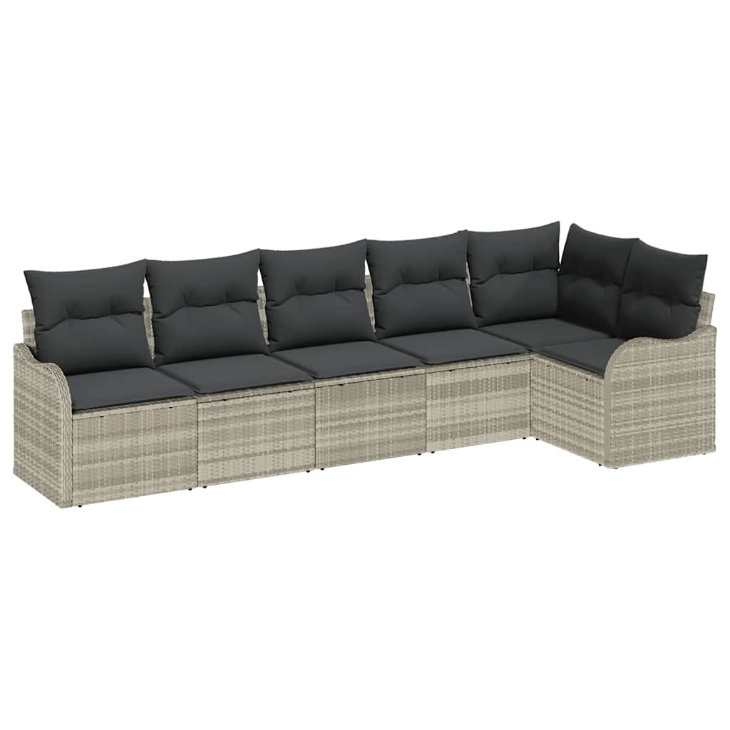 Conjunto de sofá de jardín Gris Claro ratán sintético