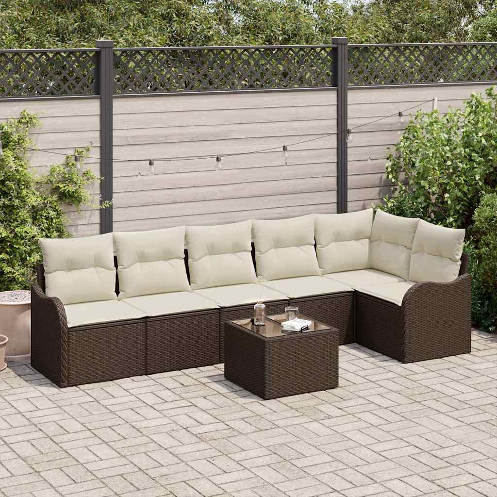 Conjunto de sofá de jardín Marrón ratán sintético