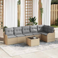 Conjunto de sofá de jardín 7 pcs Beige ratán sintético
