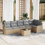 Conjunto de sofá de jardín 7 pcs Beige ratán sintético