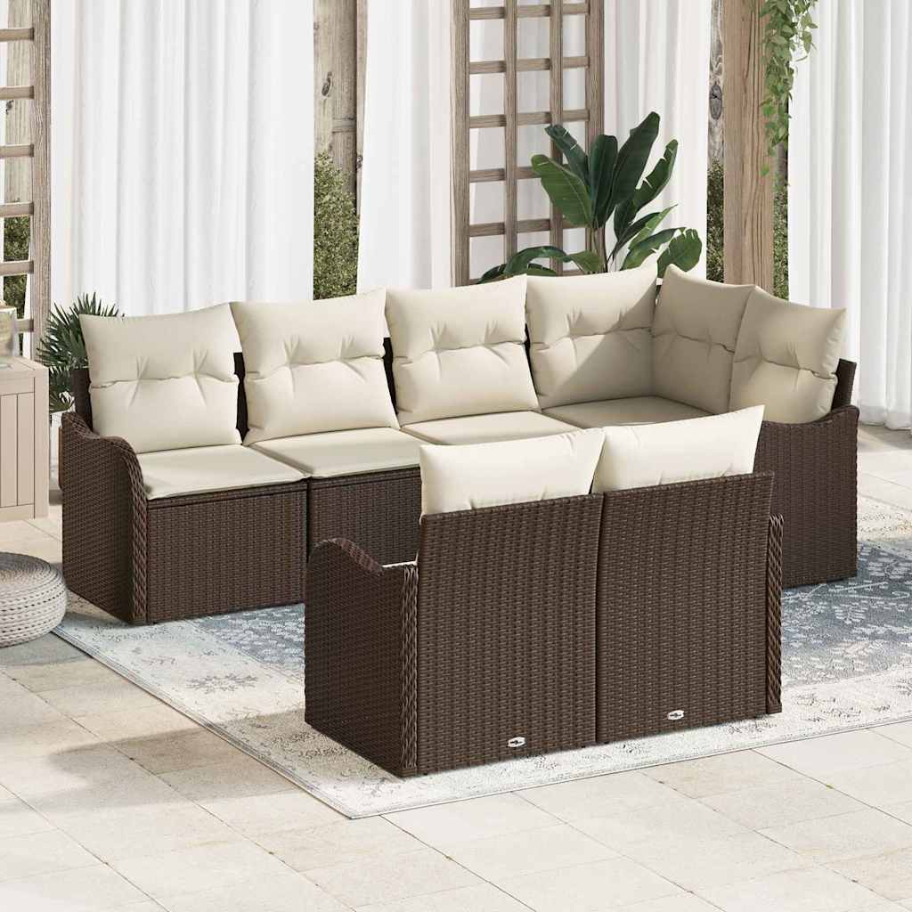 Conjunto de sofá de jardín Beige ratán sintético