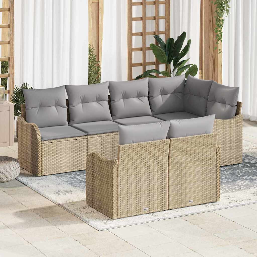 Conjunto de sofá de jardín Beige ratán sintético