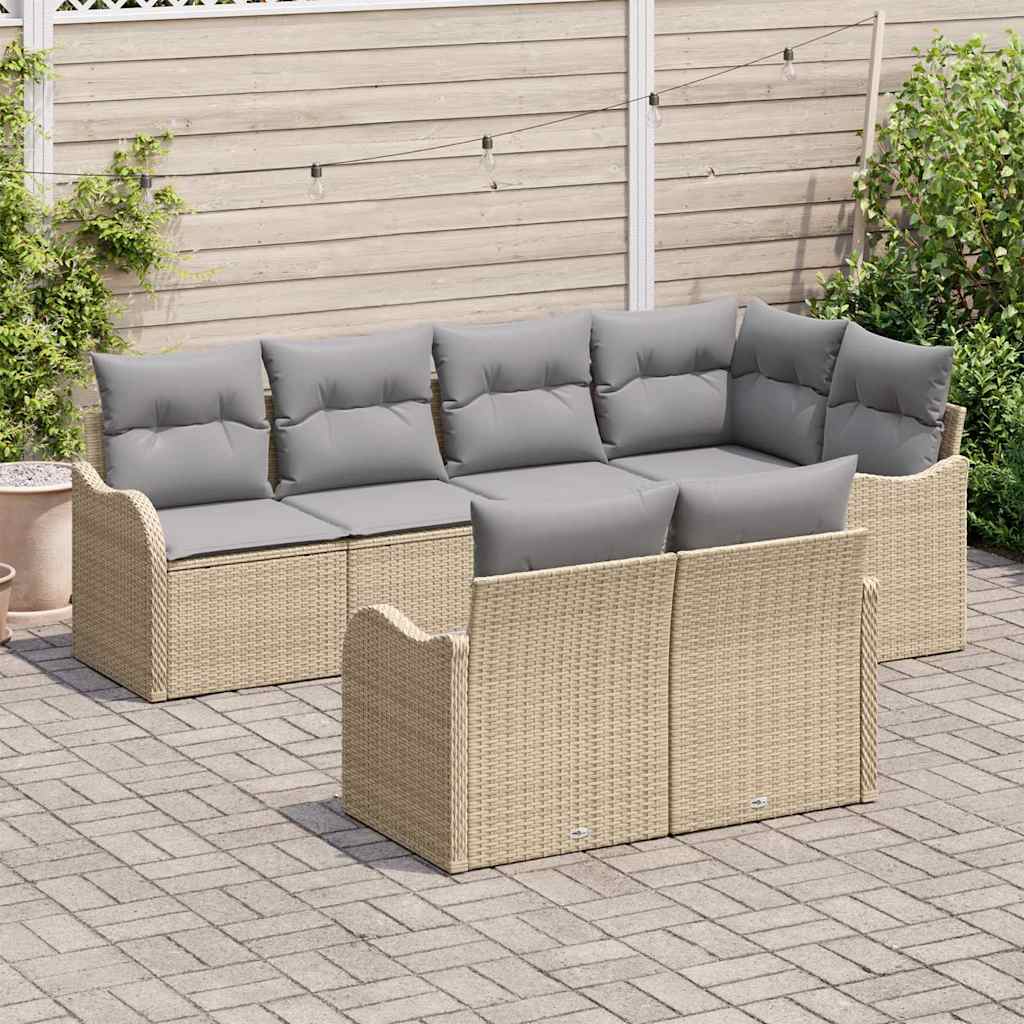 Conjunto de sofá de jardín Beige ratán sintético