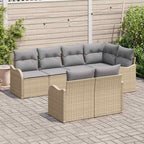 Conjunto de sofá de jardín Beige ratán sintético