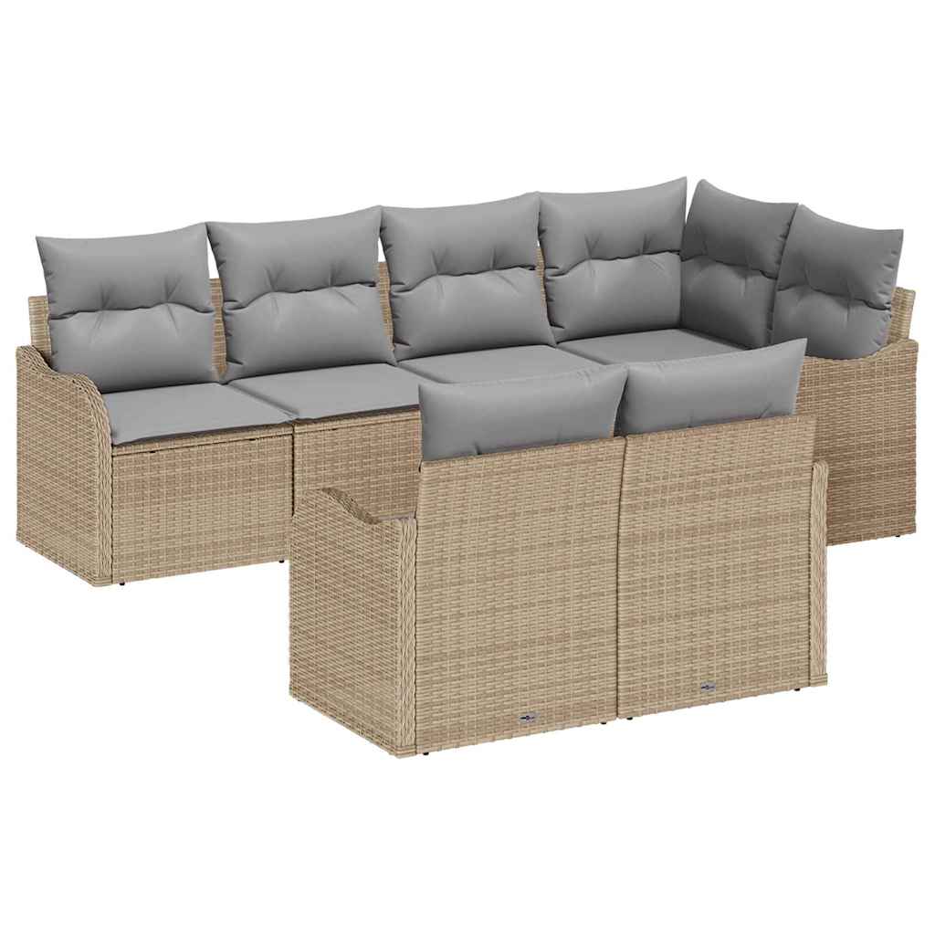 Conjunto de sofá de jardín Beige ratán sintético