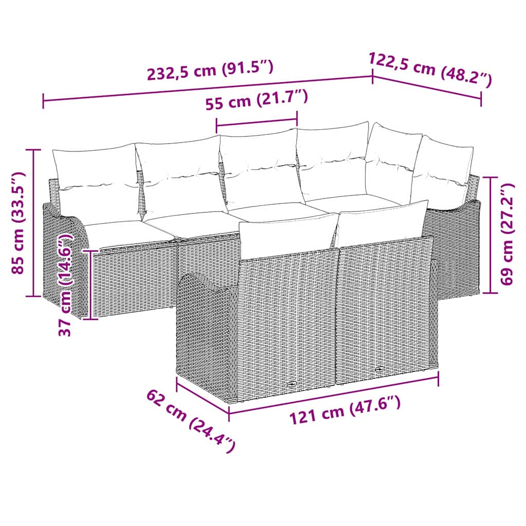 Conjunto de sofá de jardín Beige ratán sintético