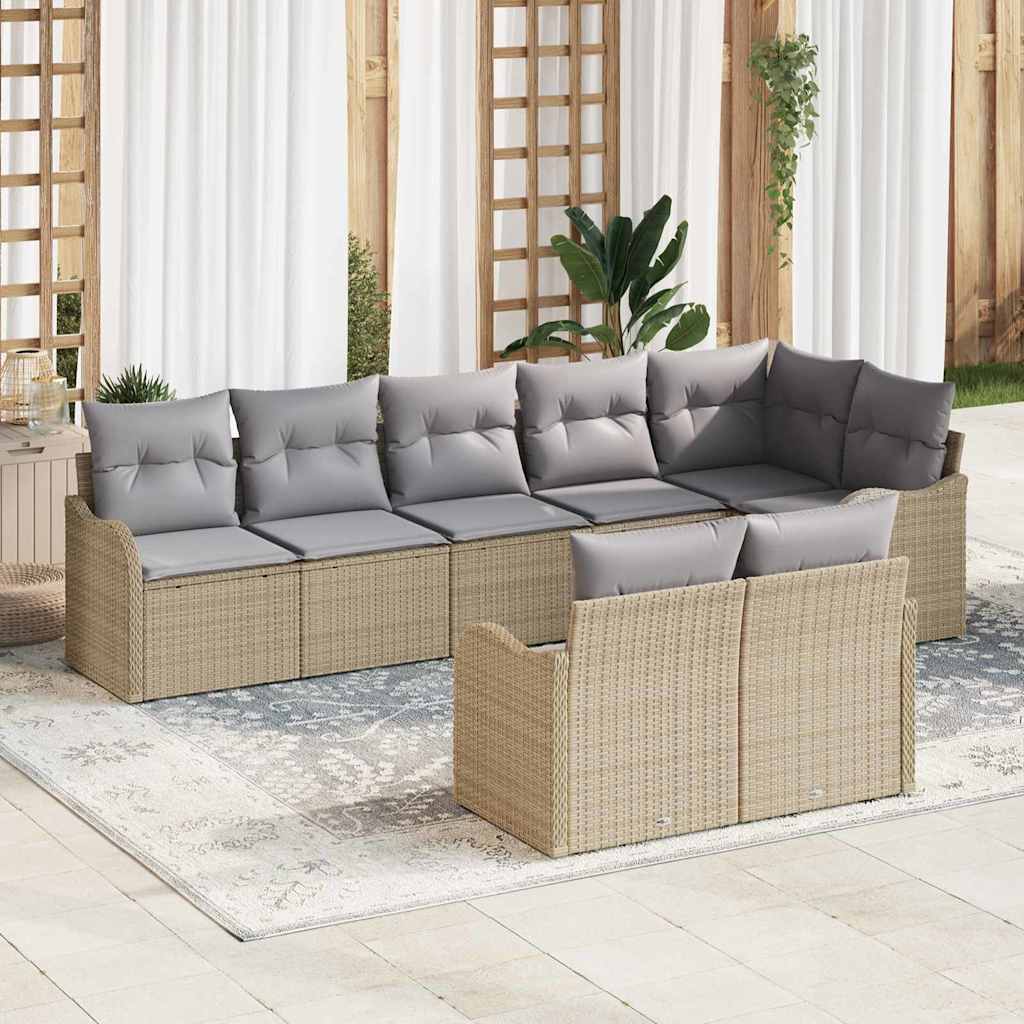 Conjunto de sofá de jardín 8 pcs Beige ratán sintético