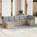 Conjunto de sofá de jardín 7 pcs Beige ratán sintético